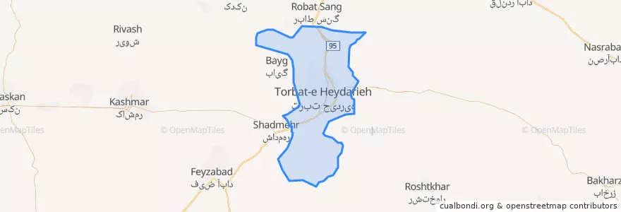 Mapa de ubicacion de بخش مرکزی شهرستان تربت حیدریه.