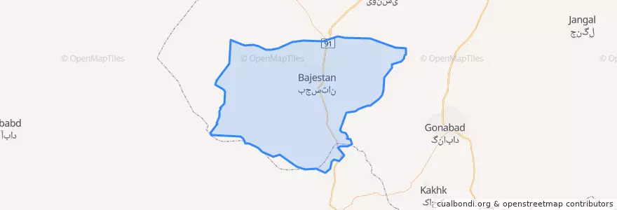 Mapa de ubicacion de بخش مرکزی شهرستان بجستان.