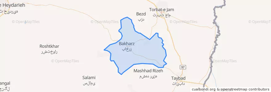 Mapa de ubicacion de بخش مرکزی شهرستان باخرز.