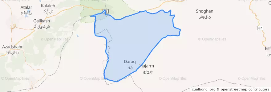 Mapa de ubicacion de بخش مرکزی شهرستان گرمه.