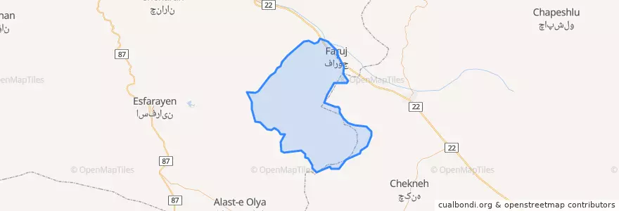Mapa de ubicacion de بخش مرکزی شهرستان فاروج.