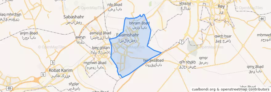 Mapa de ubicacion de بخش مرکزی شهرستان اسلامشهر.