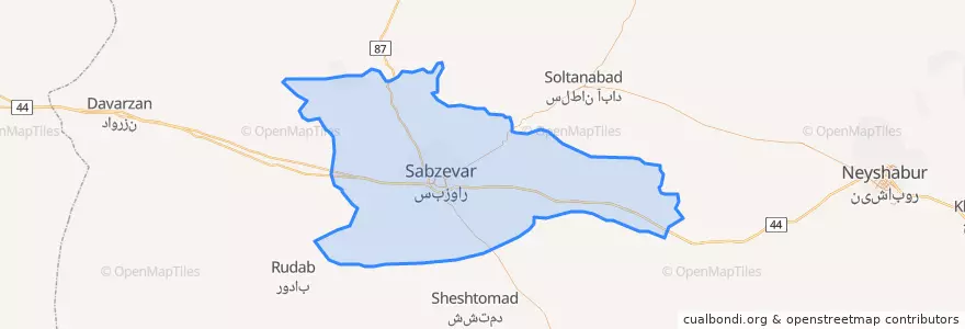 Mapa de ubicacion de بخش مرکزی شهرستان سبزوار.