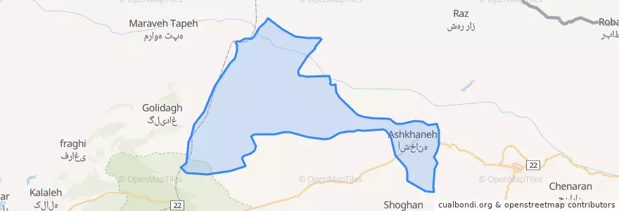 Mapa de ubicacion de بخش مرکزی شهرستان آشخانه.