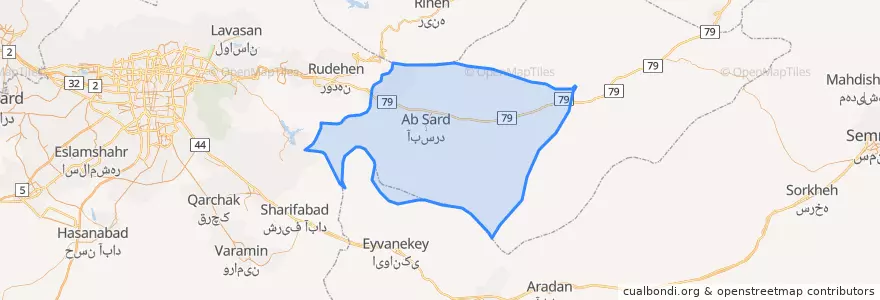 Mapa de ubicacion de بخش مرکزی شهرستان دماوند.