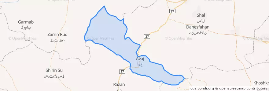 Mapa de ubicacion de بخش مرکزی شهرستان آوج.