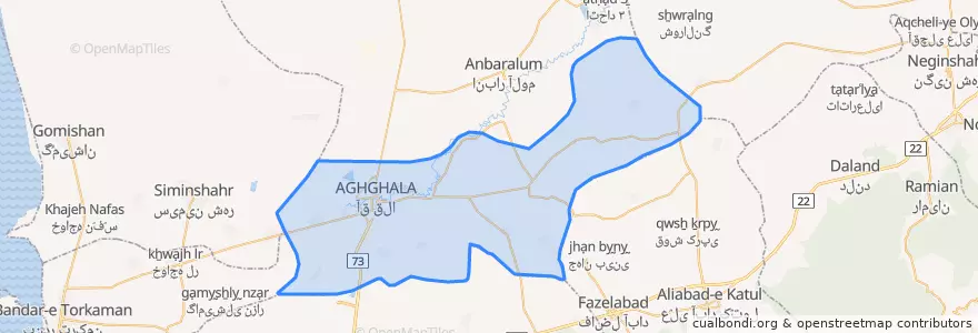 Mapa de ubicacion de بخش مرکزی شهرستان آق قلا.
