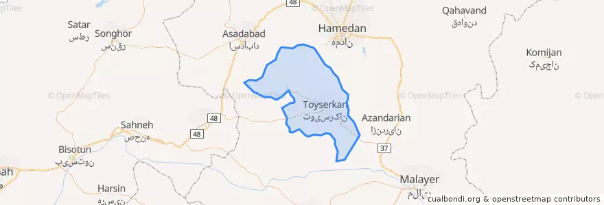 Mapa de ubicacion de Central District (Tuyserkan County).