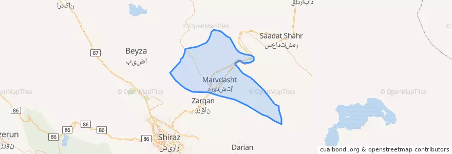 Mapa de ubicacion de بخش مرکزی شهرستان مرودشت.