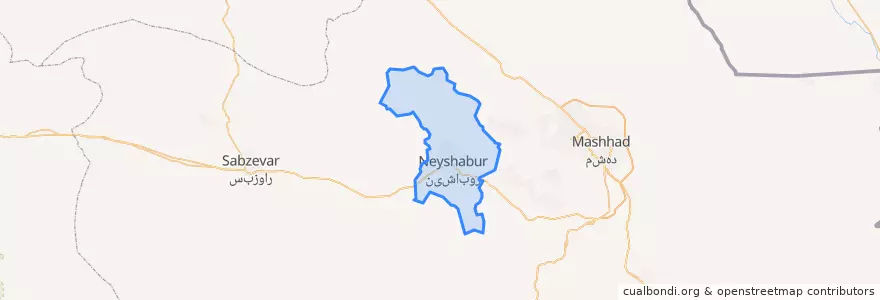 Mapa de ubicacion de بخش مرکزی شهرستان نیشابور.