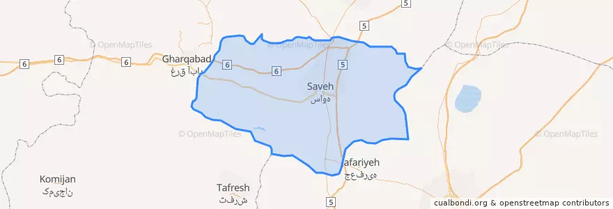 Mapa de ubicacion de بخش مرکزی شهرستان ساوه.