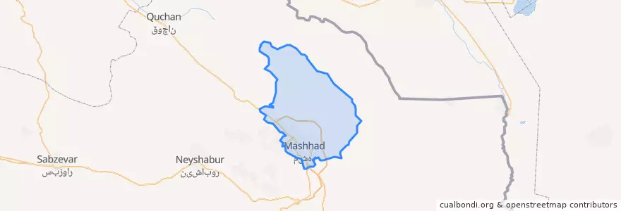 Mapa de ubicacion de بخش مرکزی شهرستان مشهد.