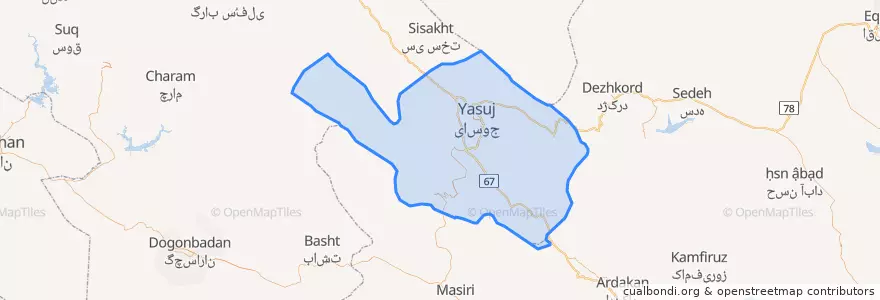 Mapa de ubicacion de بخش مرکزی شهرستان بویراحمد.
