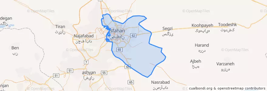 Mapa de ubicacion de بخش مرکزی شهرستان اصفهان.