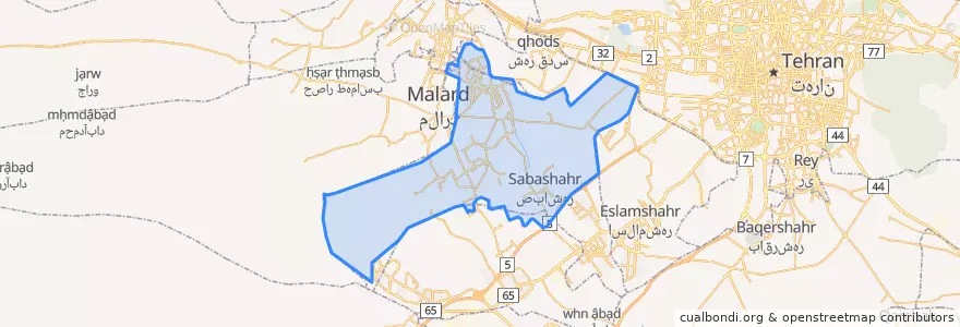 Mapa de ubicacion de بخش مرکزی شهریار.