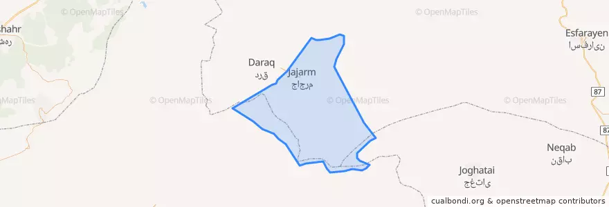 Mapa de ubicacion de بخش مرکزی شهرستان جاجرم.