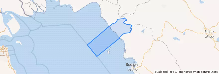 Mapa de ubicacion de بخش مرکزی شهرستان گناوه.