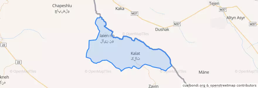 Mapa de ubicacion de بخش مرکزی شهرستان کلات.