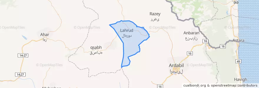 Mapa de ubicacion de بخش مشگین شرقی.