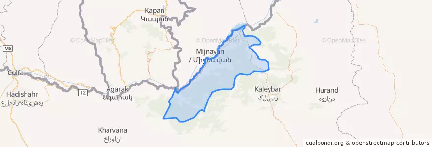 Mapa de ubicacion de بخش منجوان.
