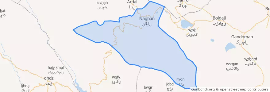 Mapa de ubicacion de بخش ناغان.