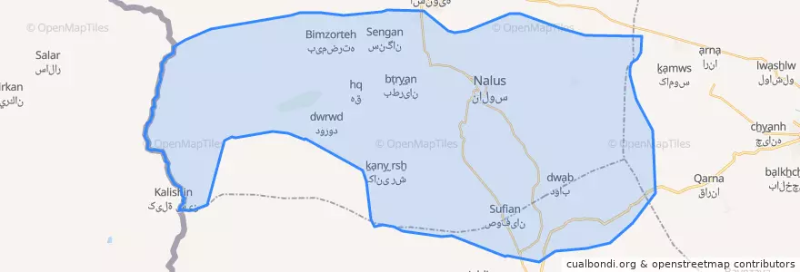 Mapa de ubicacion de بخش نالوس.