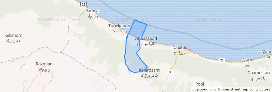 Mapa de ubicacion de بخش نشتا.