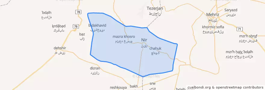Mapa de ubicacion de بخش نیر.