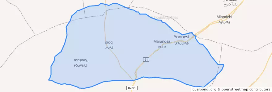 Mapa de ubicacion de بخش یونسی.