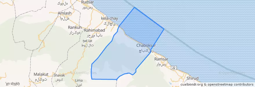 Mapa de ubicacion de بخش چابکسر.