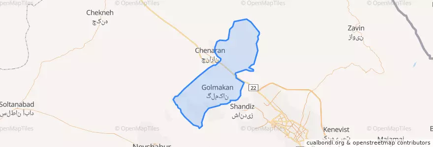 Mapa de ubicacion de بخش گلبهار.