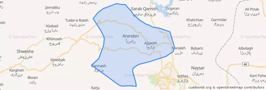 Mapa de ubicacion de آرندان.