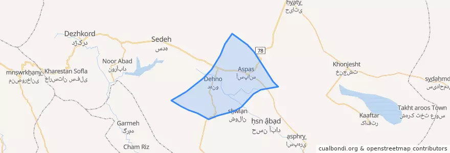 Mapa de ubicacion de دهستان آسپاس.