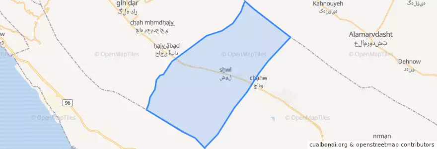 Mapa de ubicacion de دهستان ارودان.