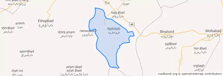 Mapa de ubicacion de بخش اسحاق آباد.