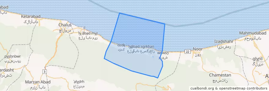 Mapa de ubicacion de بلده کجور.