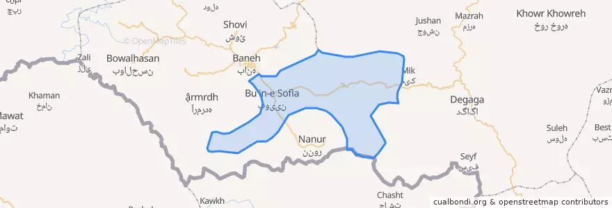 Mapa de ubicacion de بوئین.