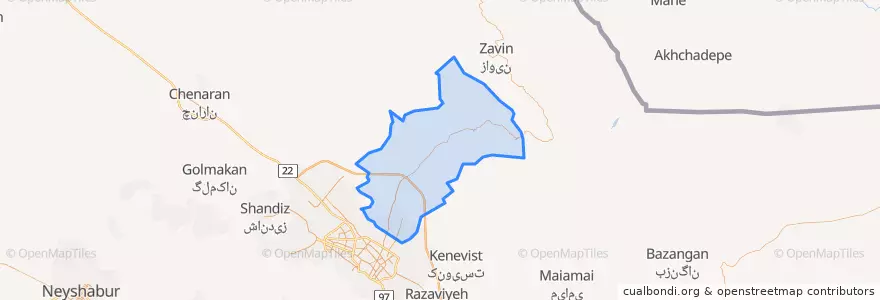 Mapa de ubicacion de تبادکان.