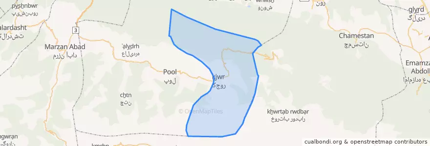 Mapa de ubicacion de توابع کجور.