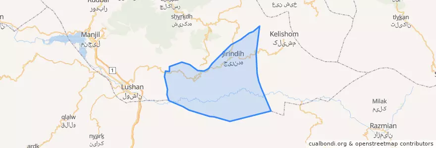 Mapa de ubicacion de جیرنده.