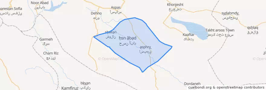 Mapa de ubicacion de دهستان حسن آباد.