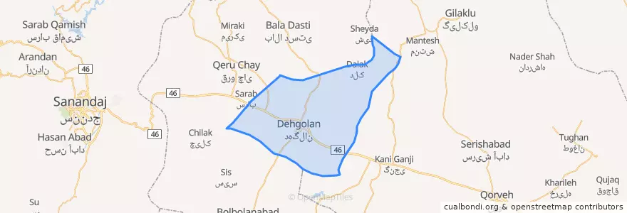 Mapa de ubicacion de حومه دهگلان.