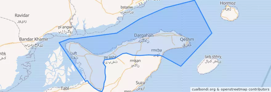 Mapa de ubicacion de دهستان حومه قشم.