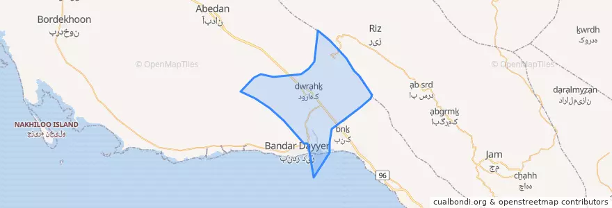 Mapa de ubicacion de دهستان حومه دیر.