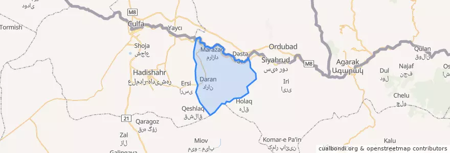 Mapa de ubicacion de داران.