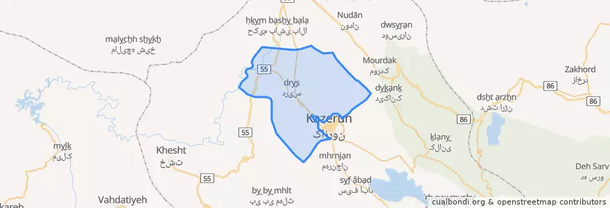 Mapa de ubicacion de دهستان دریس.