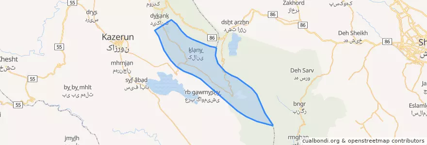 Mapa de ubicacion de دشت برم.