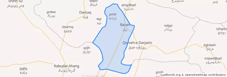 Mapa de ubicacion de رزن.