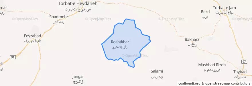 Mapa de ubicacion de رشتخوار.
