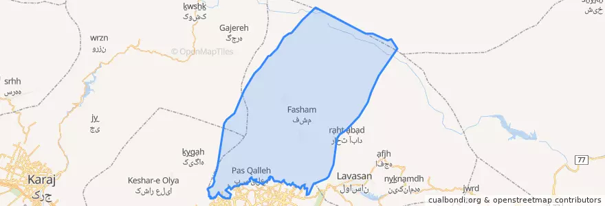 Mapa de ubicacion de رودبار قصران.